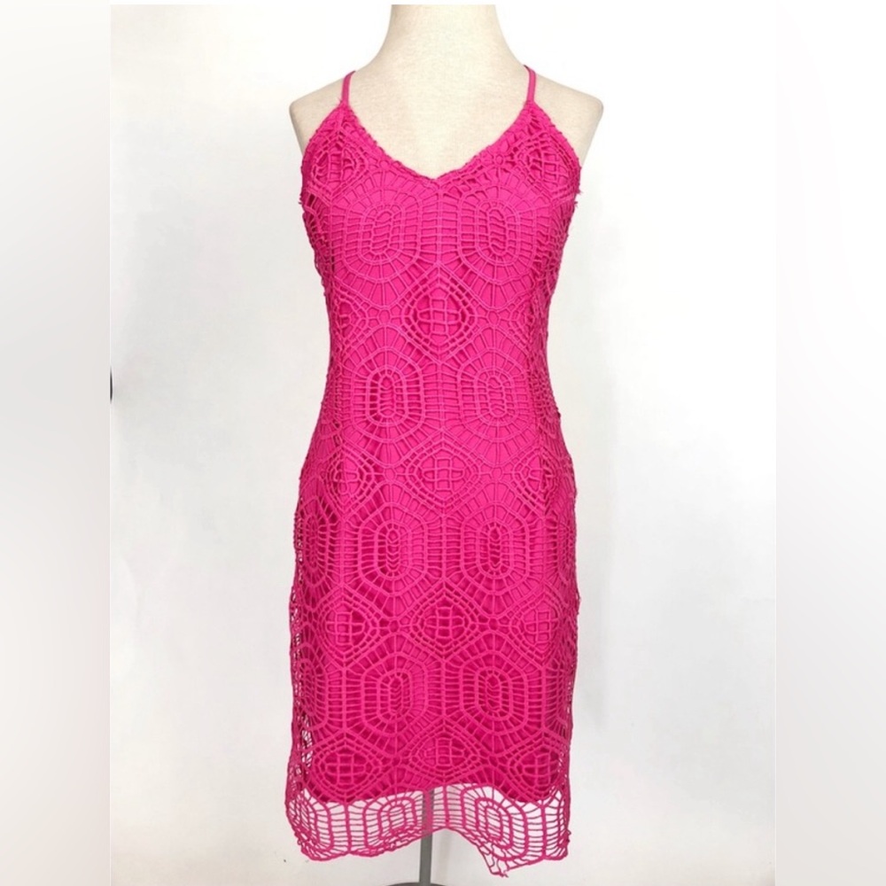 J.O.A. Pink Crotchet Bodycon Summer Dress